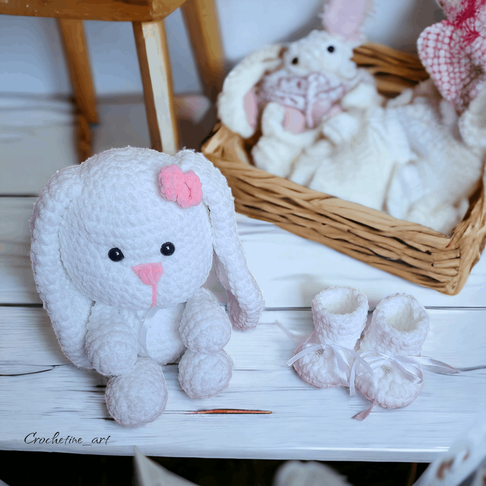 peluche lapin blanc amigurumi