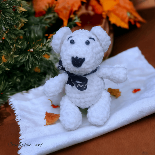 Peluche doudou ours blanc crochet