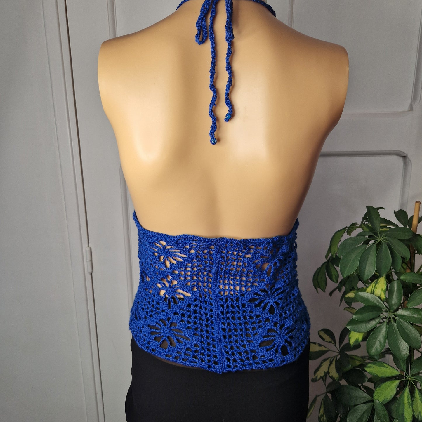 Top Crochet Bleu femme fait main