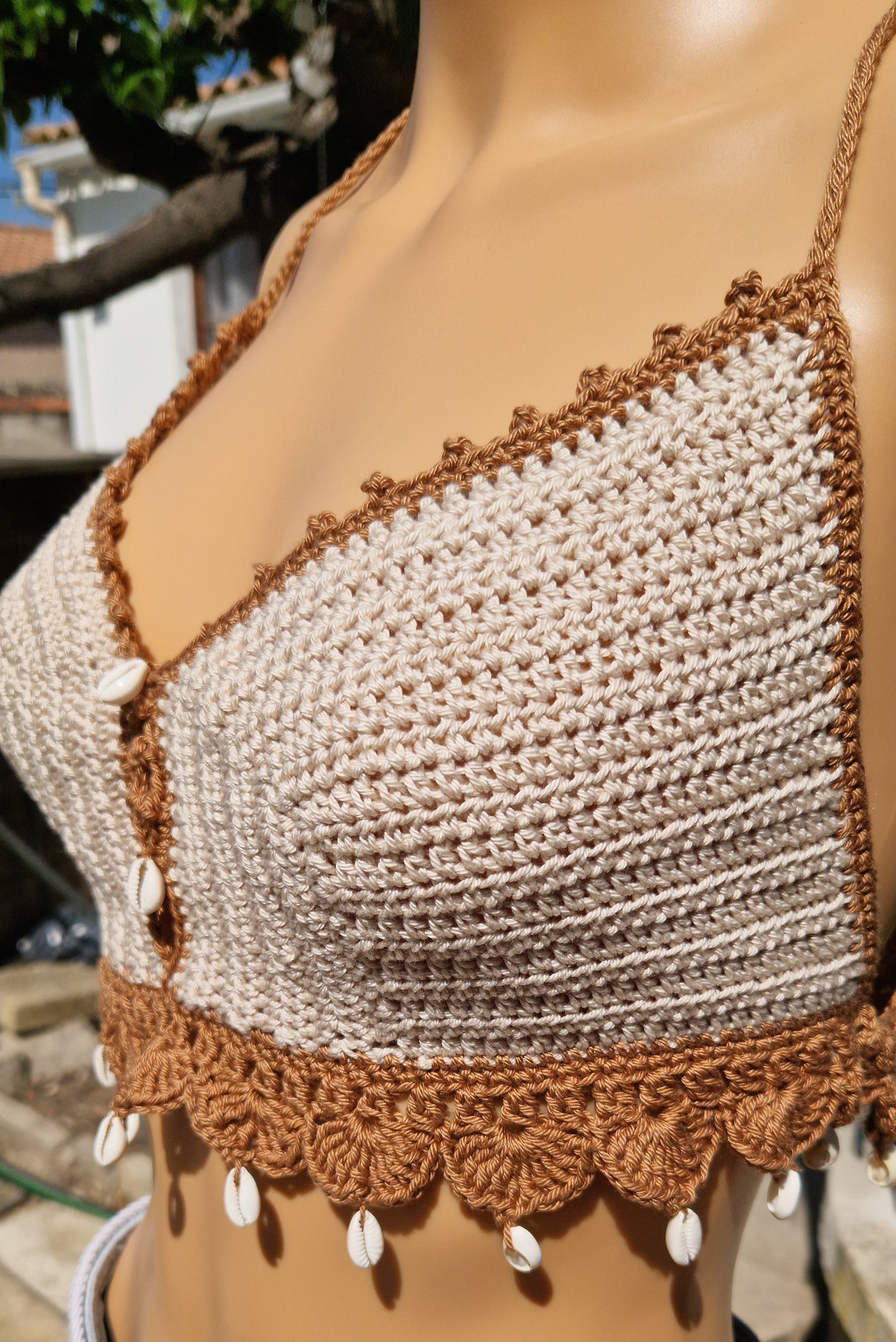 Top Crochet Bohème Coquillages - Top Dos Nu Fait Main Océane