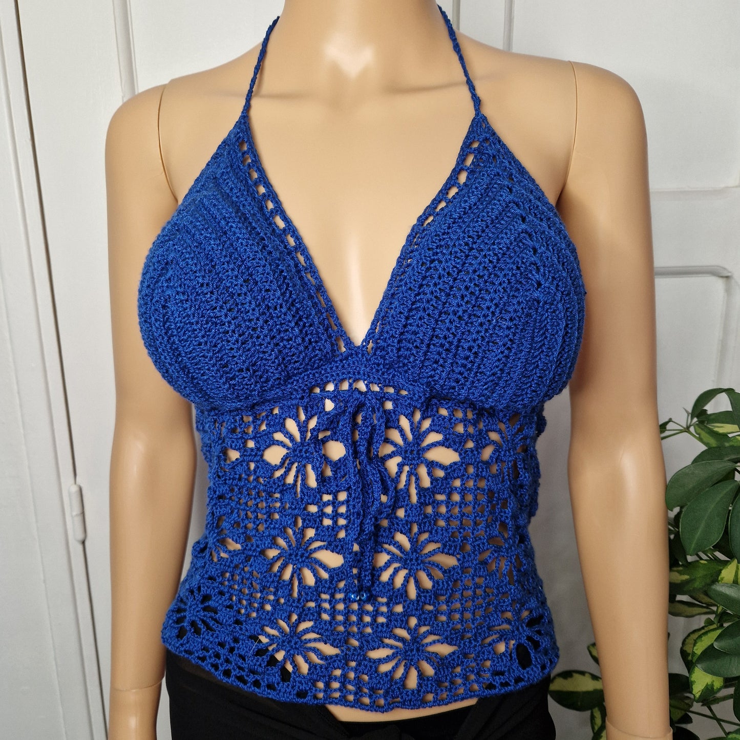Top Crochet Bleu femme fait main