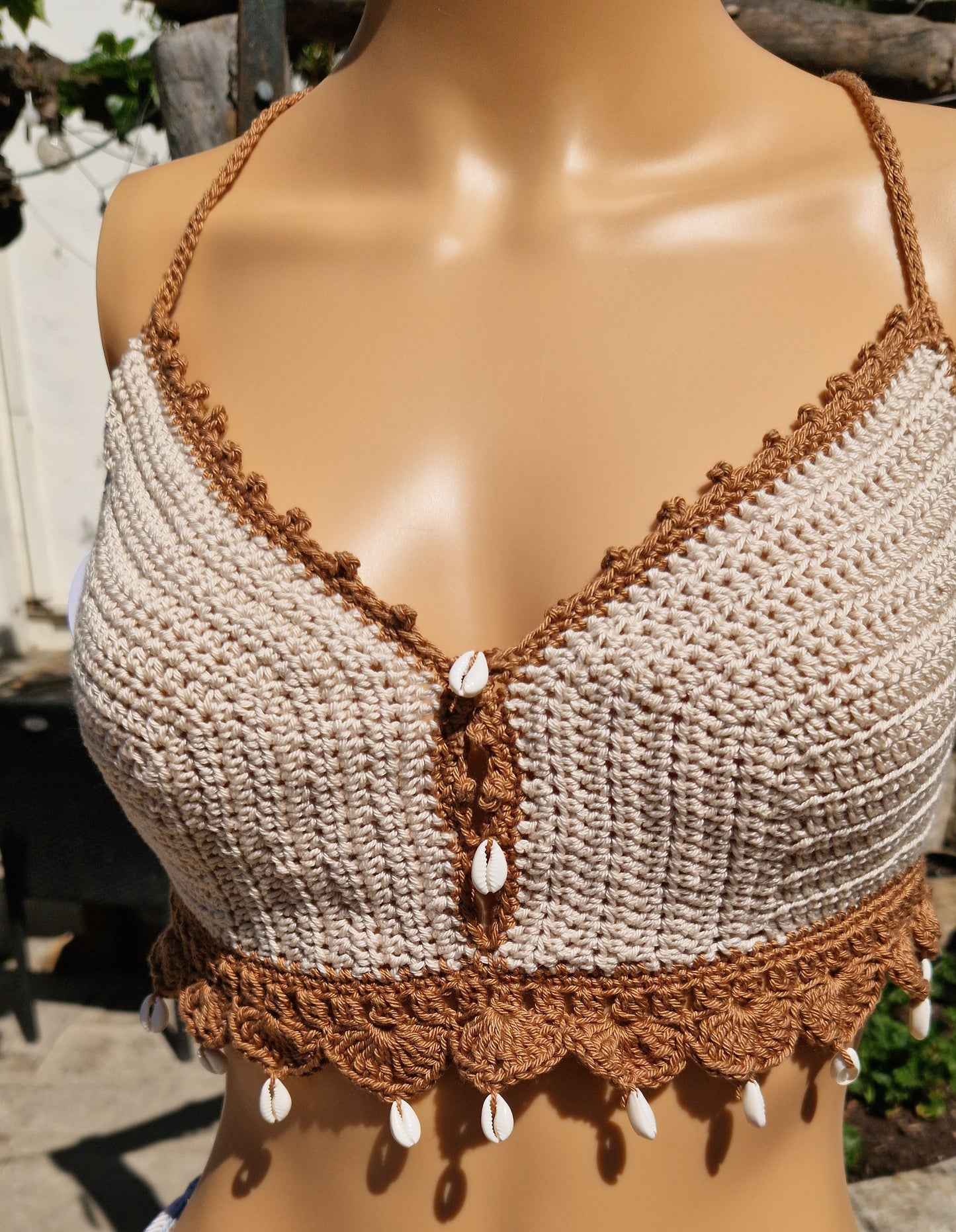 Top Crochet Bohème Coquillages - Top Dos Nu Fait Main Océane